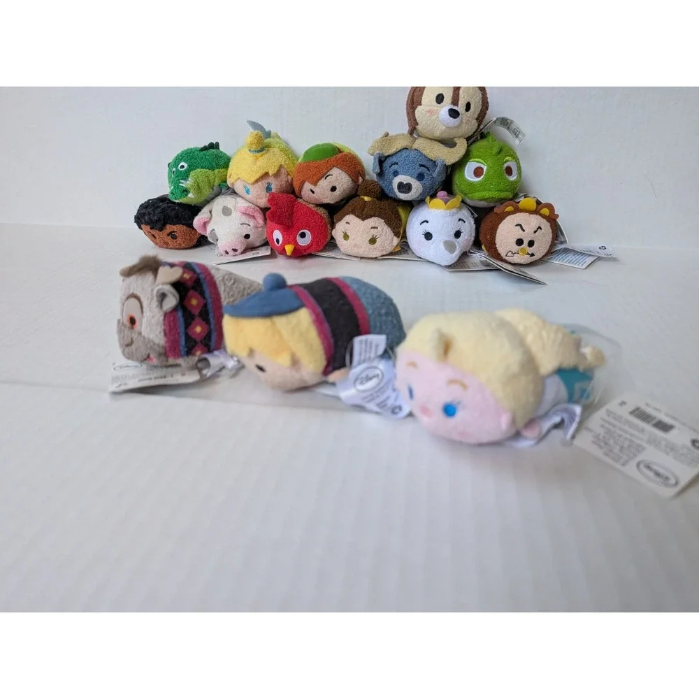 Disney Tsum Tsum Plush lot of 15 Frozen Moana Beauty Beast Peter Pan +